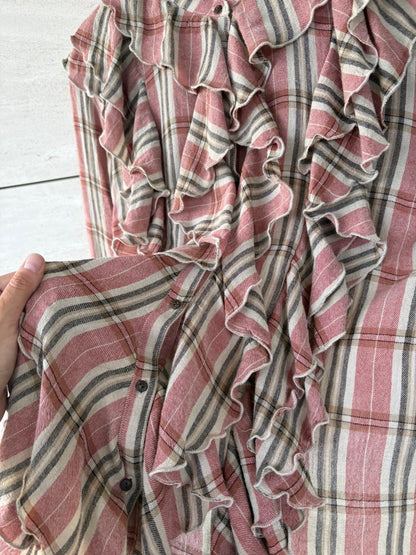 DIEGA.  Blusa cuadros y volantes mezcla