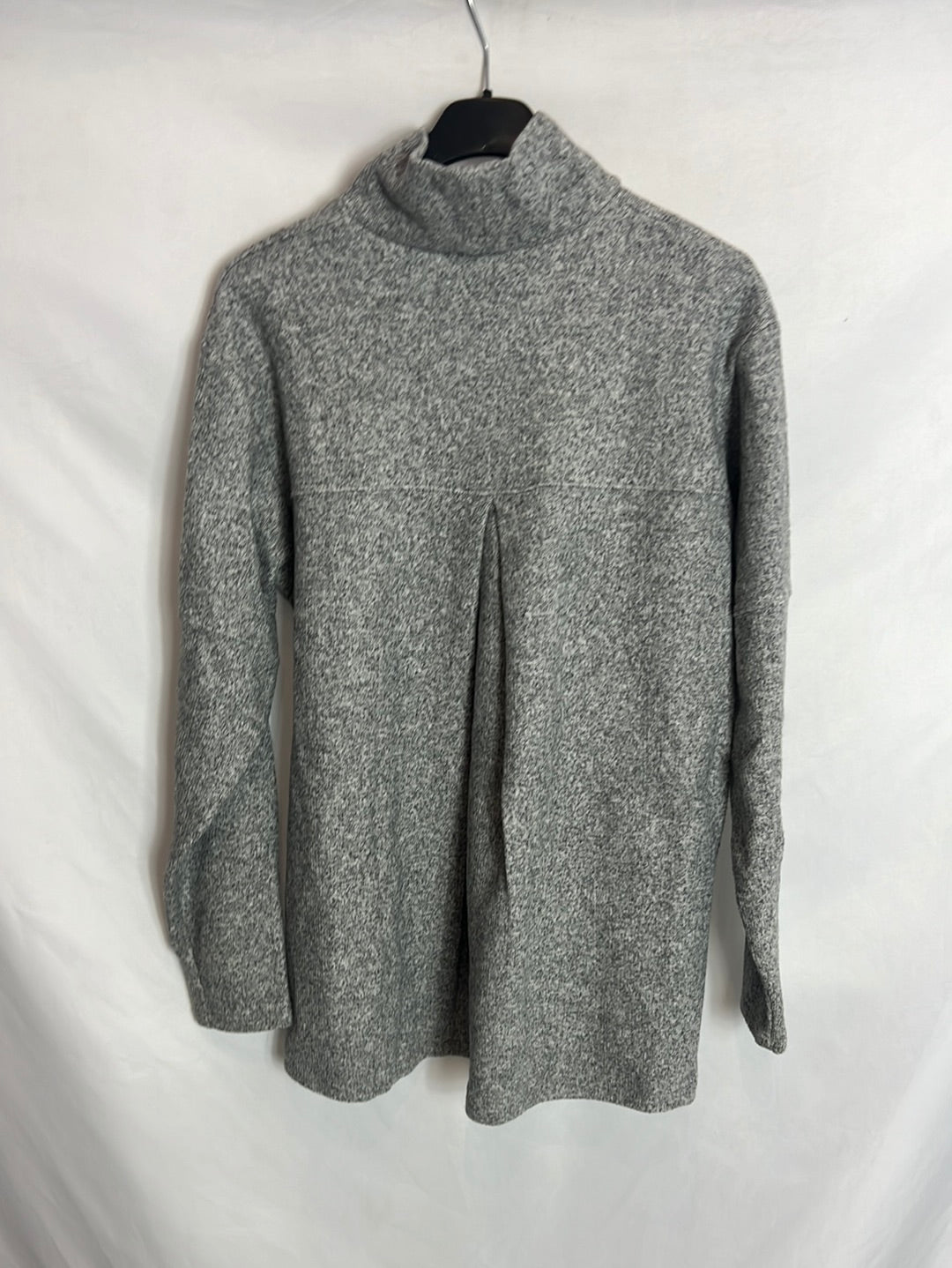 ZARA. Jersey gris cuello alto jaspeado. T S