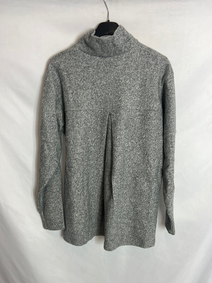 ZARA. Jersey gris cuello alto jaspeado. T S