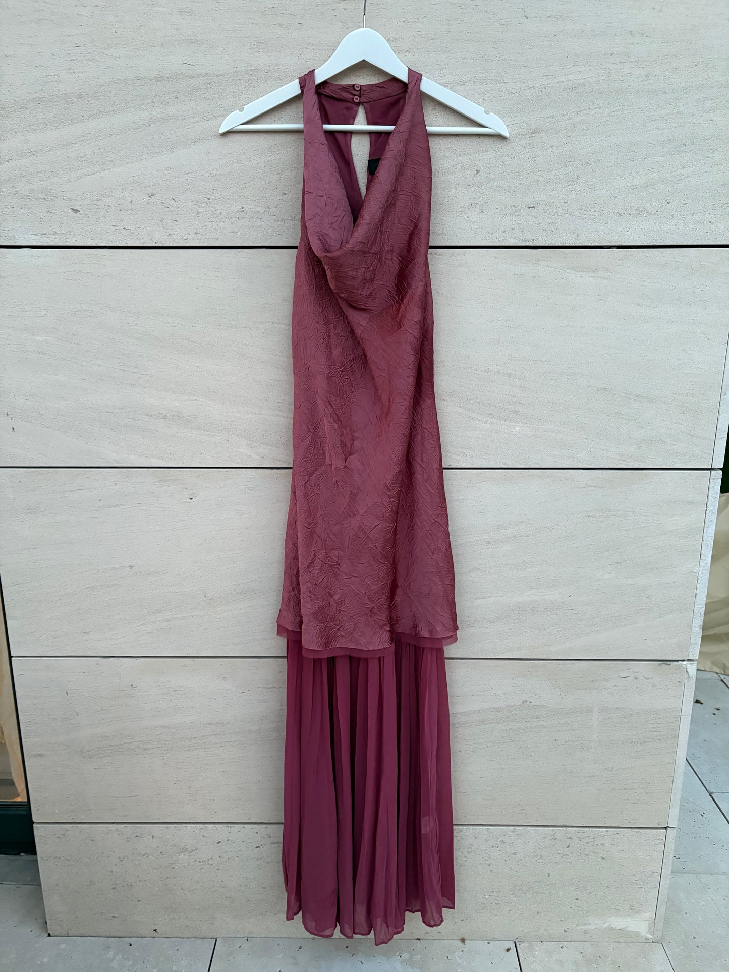 ZARA. Vestido midi combinado plisado