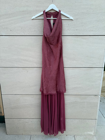 ZARA. Vestido midi combinado plisado