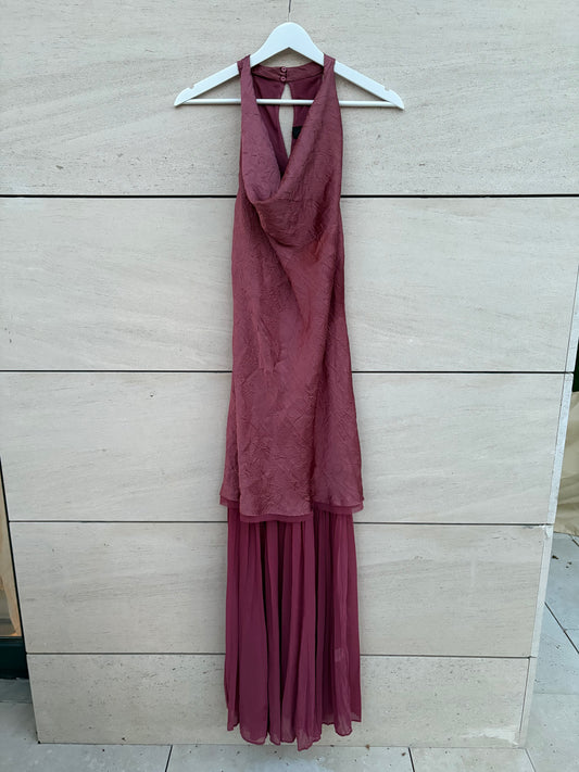 ZARA. Vestido midi combinado plisado
