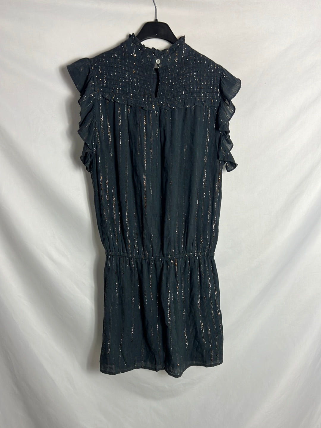 NICOLI. Vestido gris corto hilos brillo. T M