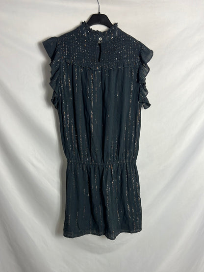 NICOLI. Vestido gris corto hilos brillo. T M