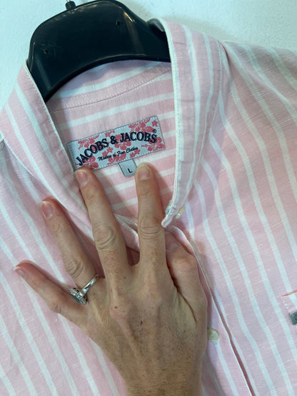 JACOBS&JACOBS. Vestido rayas lino y algodón T.l