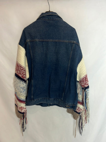 ZARA. Knit-sleeved denim jacket. TS