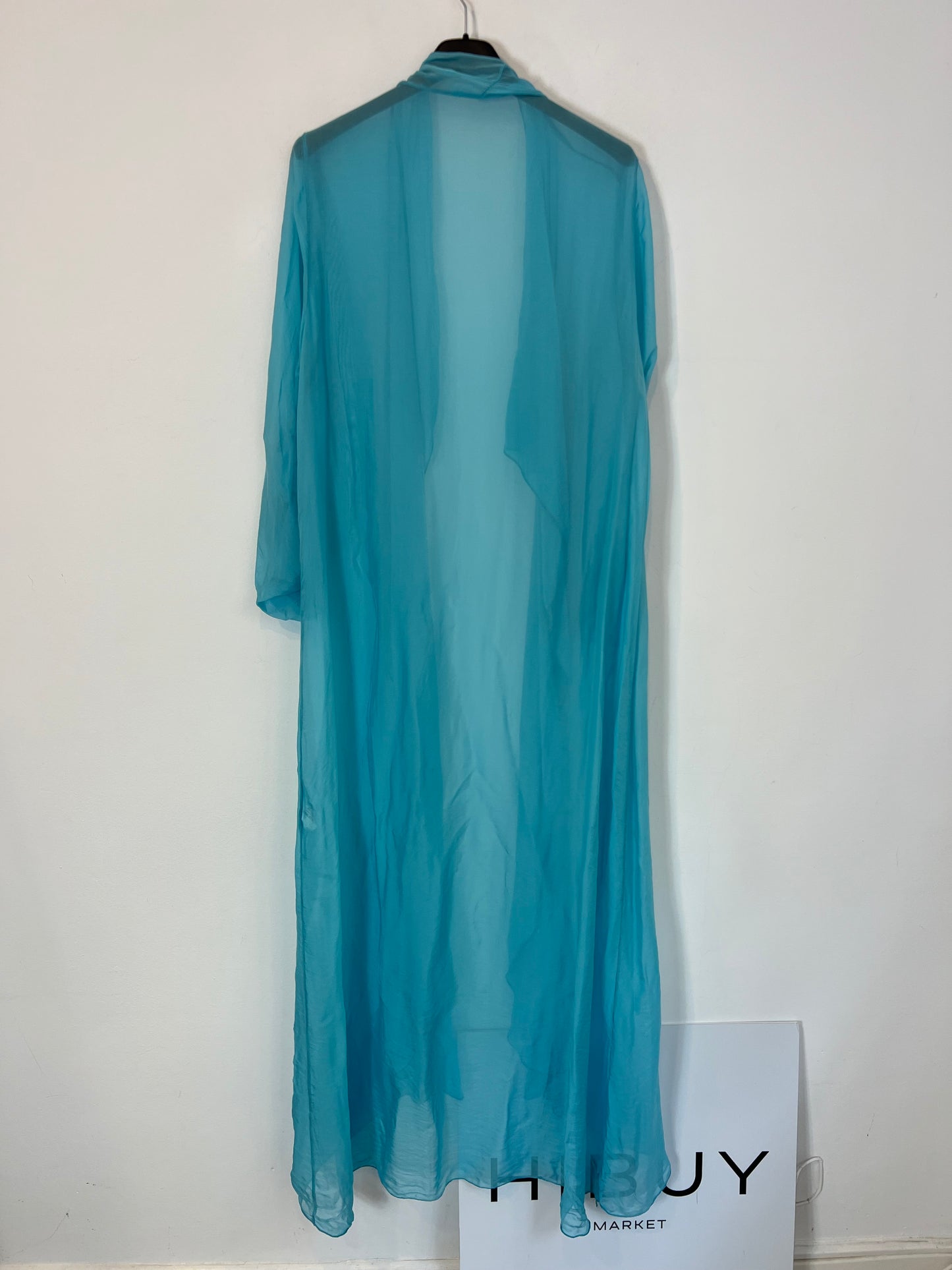 OTHERS. Semi-sheer turquoise kimono. TS/M