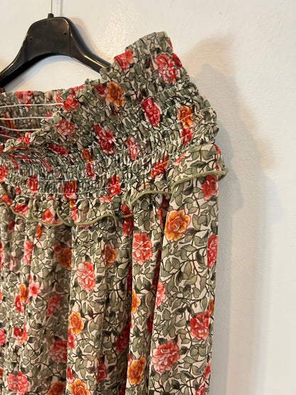 VP COLLECTION. Blusa flores escote nido de abeja. T XS (S)