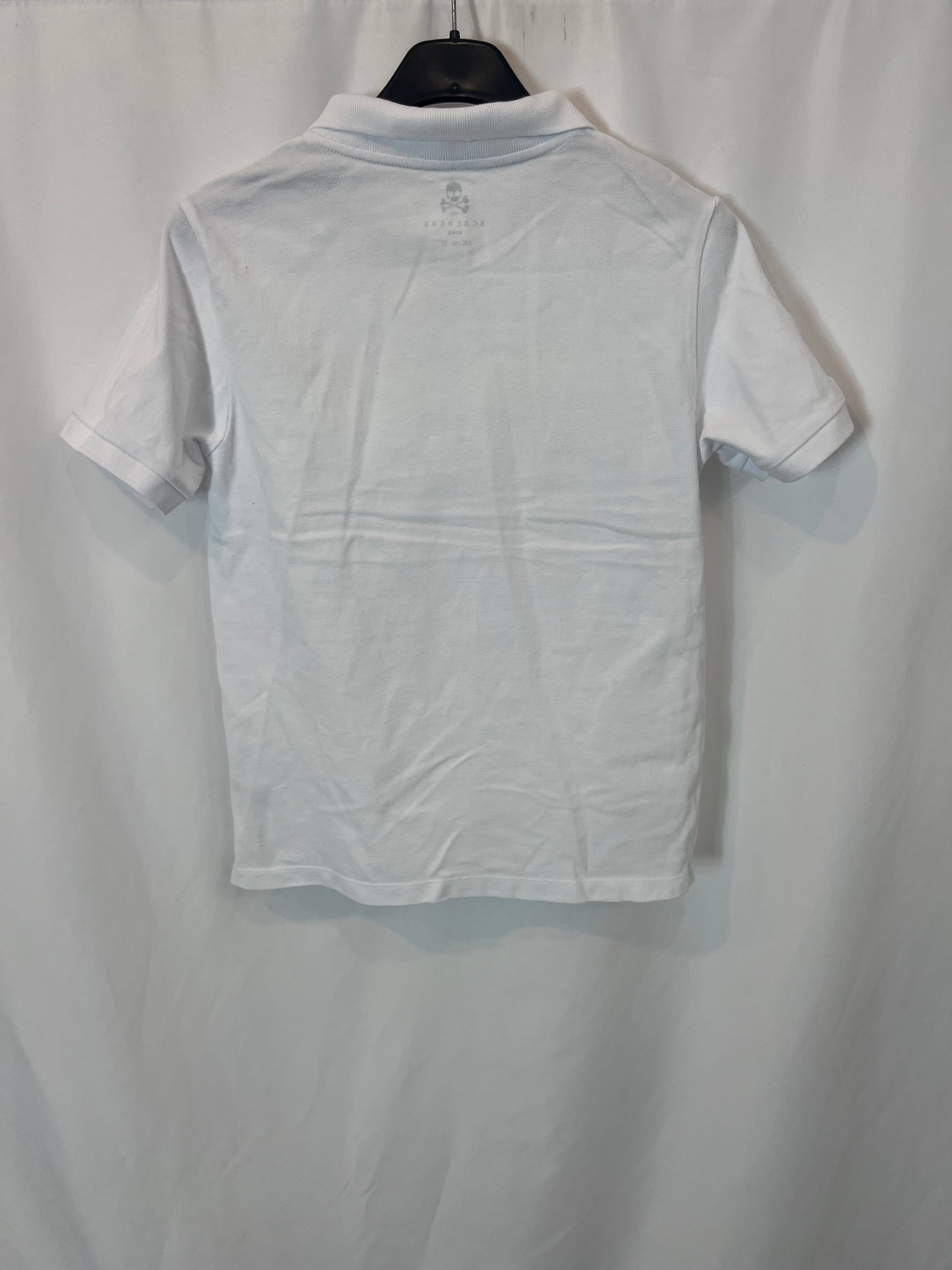 SCALPERS. White polo shirt with green logo. 10 years old.
