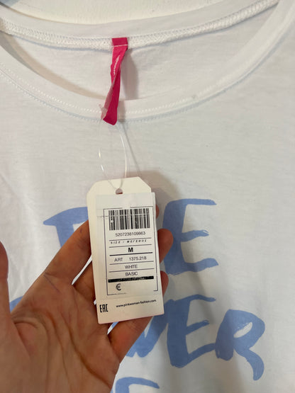 PINK WOMAN. camiseta blanca "the power" T.m