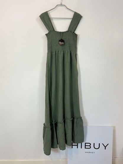 Vestido largo verde bambula