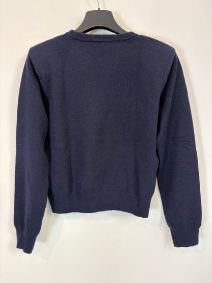 MANGO. Navy blue sweater with shoulder pads. TS