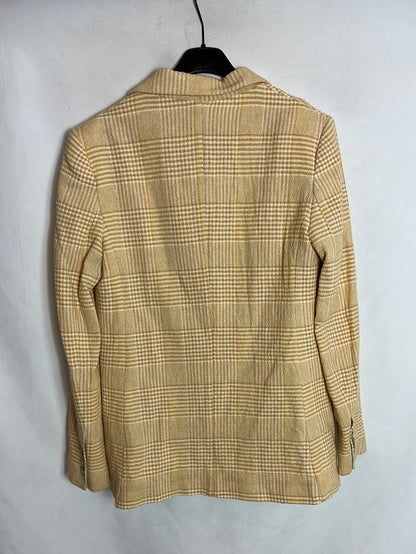 MANGO. Blazer cuadros amarilla. T S