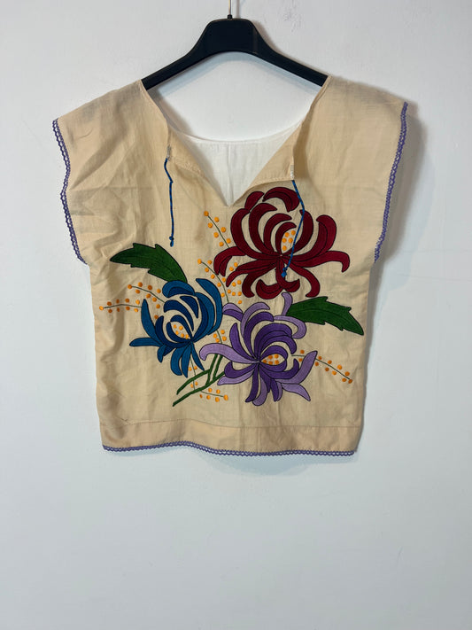 OTRAS. Top beige bordados. T xs/s