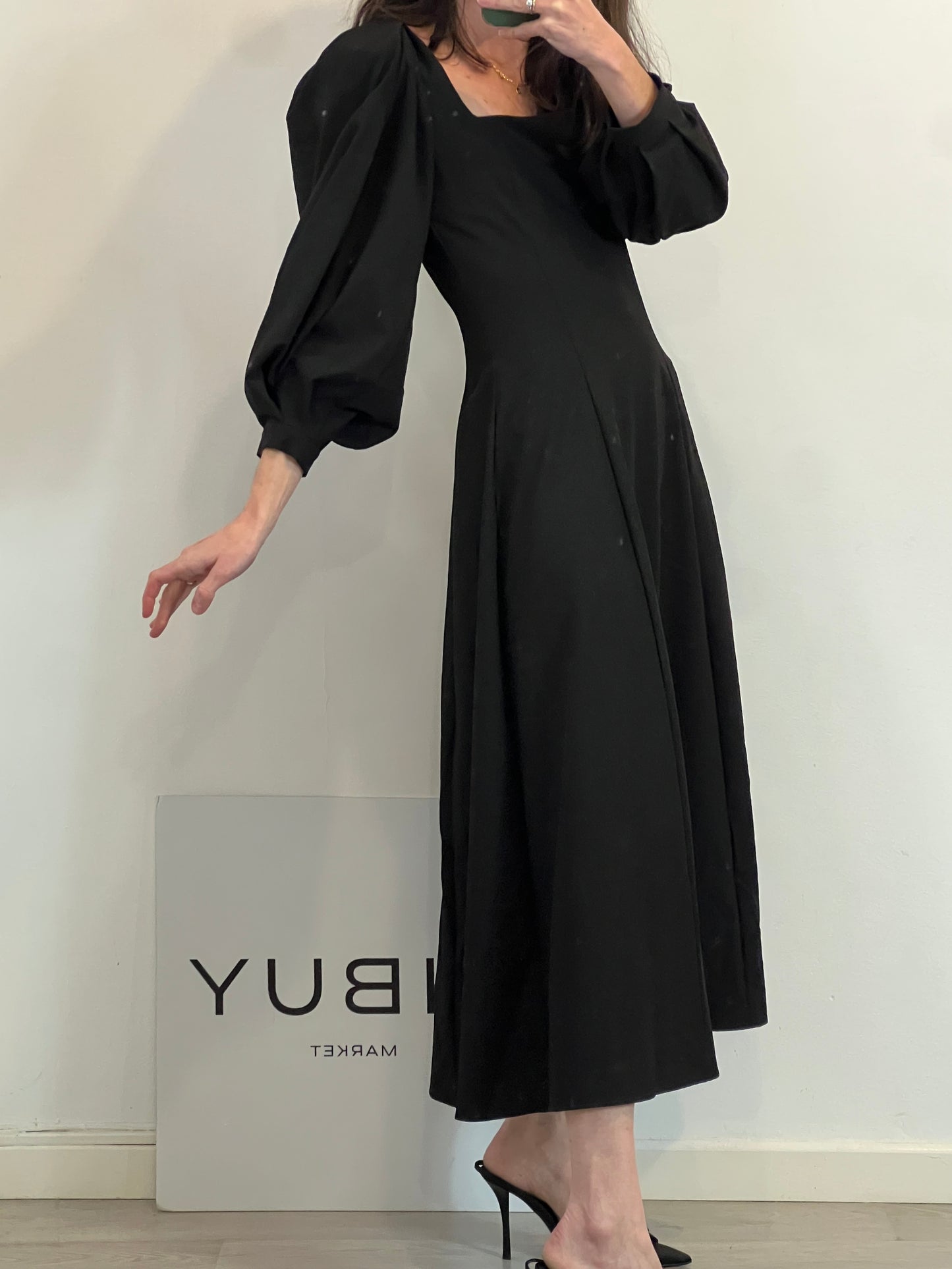 ZARA. Vestido largo negro T.xs