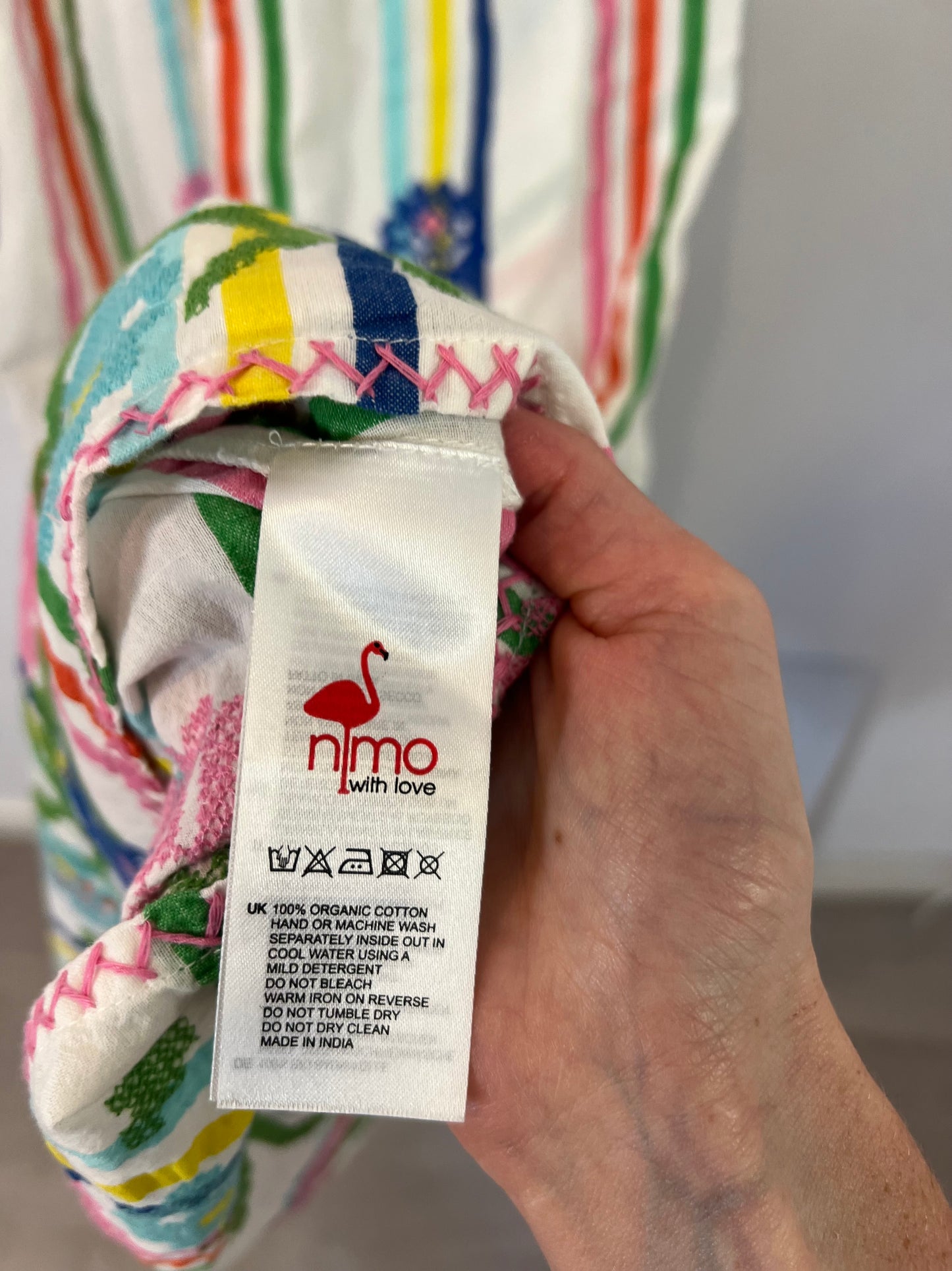 NIMO WHIT LOVE. Vestido rayas bordado T.u(S)