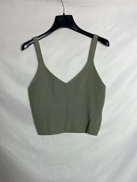 FOREVER 21. Top canalé verde. T M
