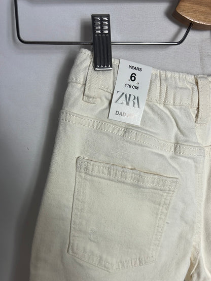 ZARA. Off-white denim trousers, size 6
