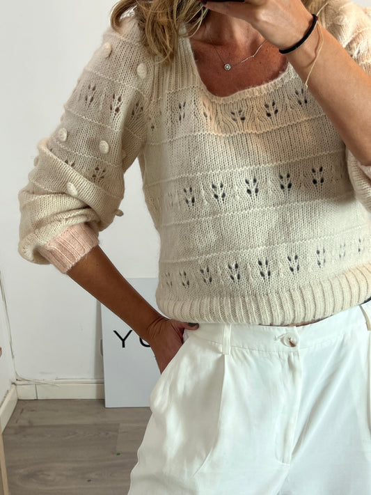 LOUISE MISHA. Jersey beige bodoques. T S