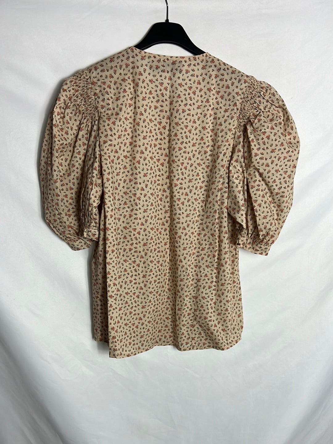 ANDION. Blusa flores manga abullonada. T S