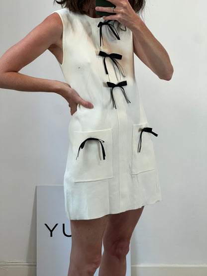 ZARA. Vestido punto lazos T.s