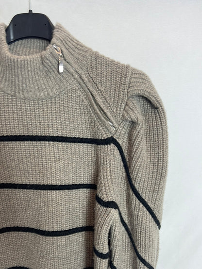 BA&amp;SH. Grey and black zip-up sweater. Size 1(S)