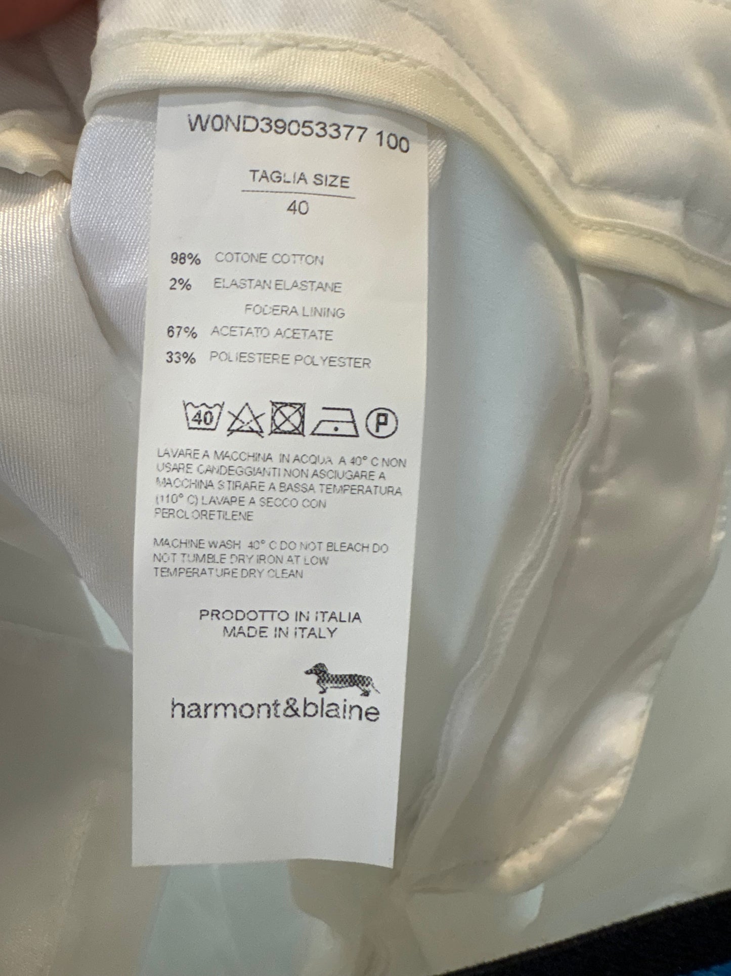 HARMONT & BLAINE. Pantalón chino blanco detalle cintura