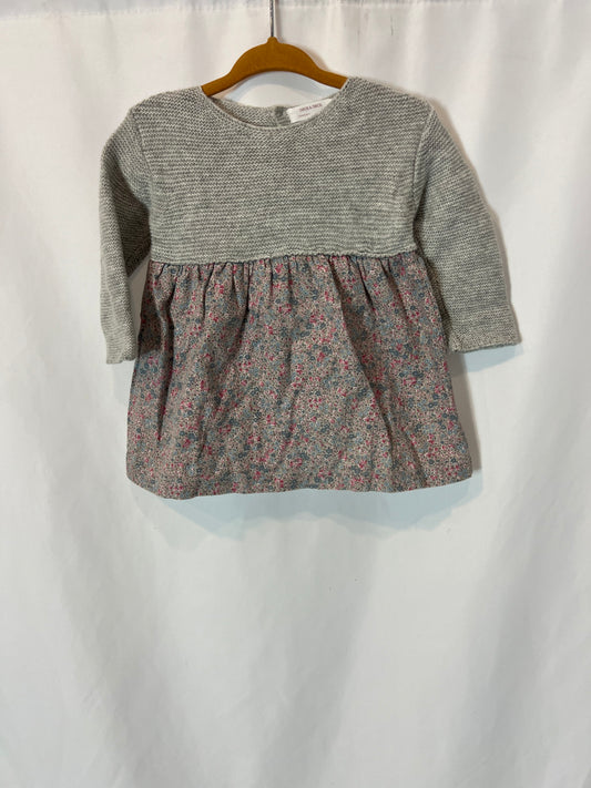 NECK&NECK. Vestido estampado doble textura. T 6 meses