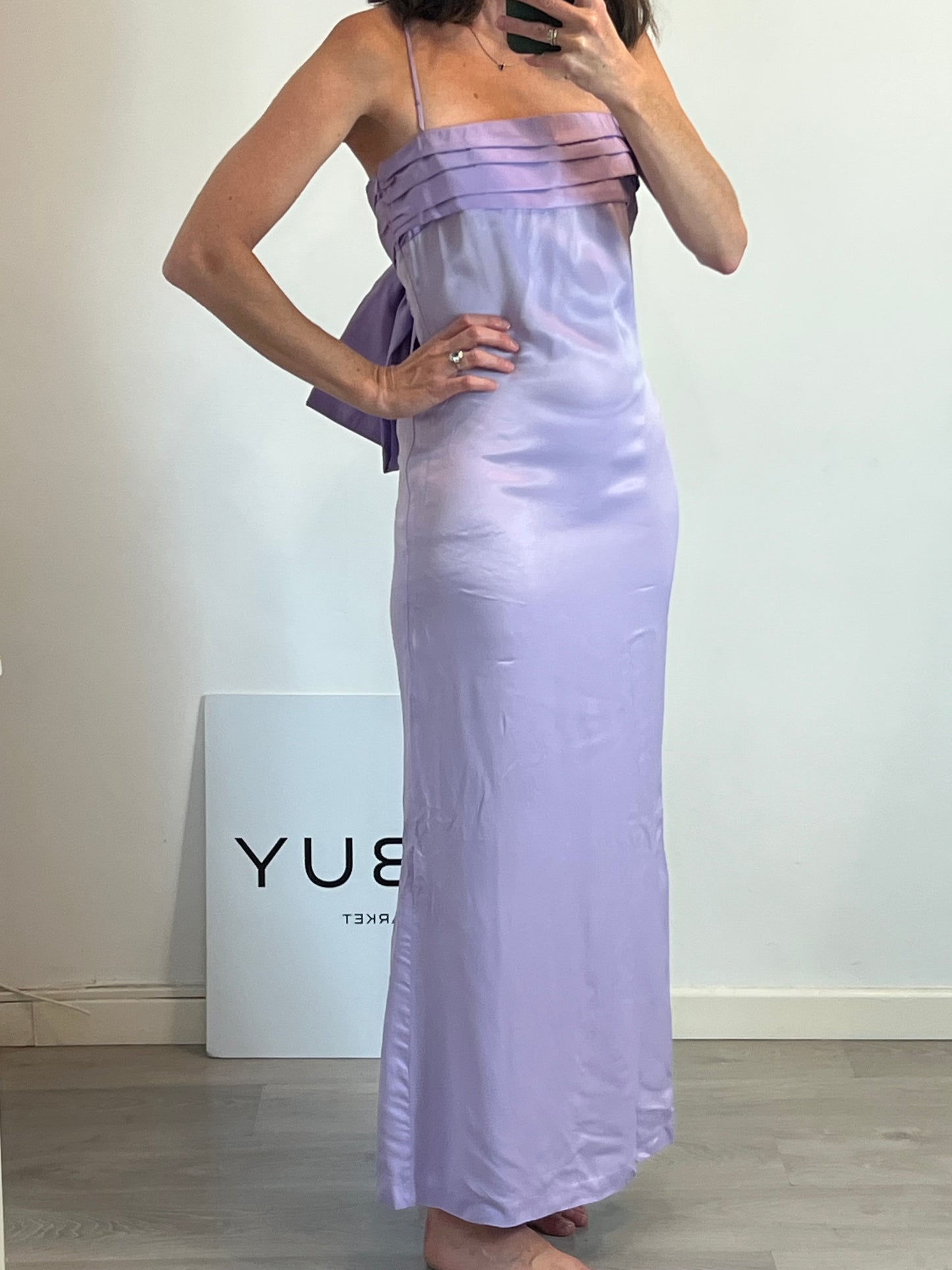 ZARA. Vestido morado doble lazada T.s