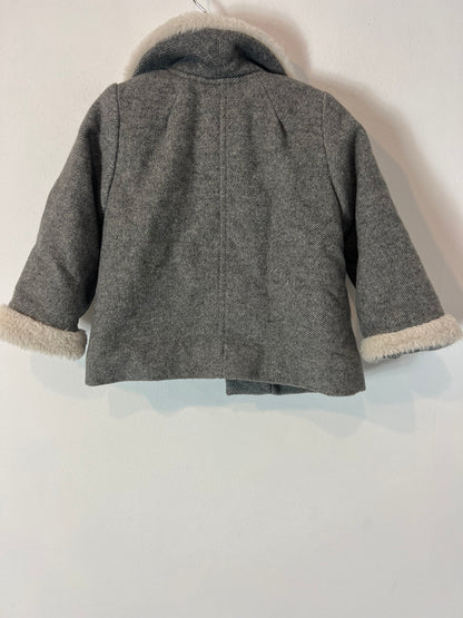 PILI CARRERA. Abrigo gris jaspeado lana. T 12 meses