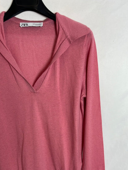 ZARA. Jersey rosa polero T.m