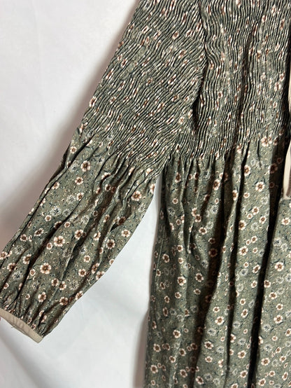 ANCAR. Vestido engomado flores verdes