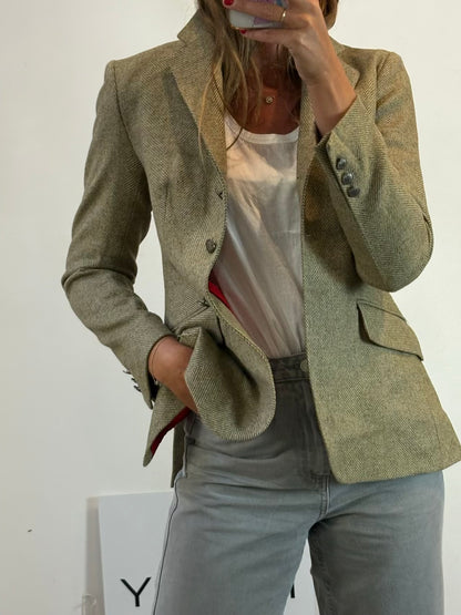 TBA. Blazer lana beige espiga