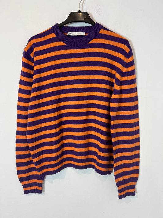 ZARA. Jersey rayas bicolor con lana T S