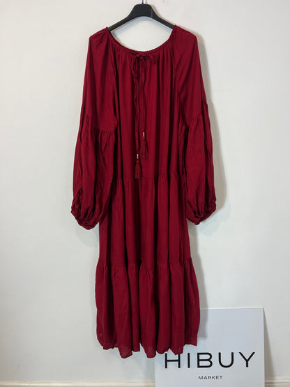BUGANVILIA. Vestido fluido largo burdeos T.3xl