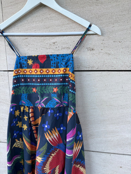 OTRAS. Vestido midi estampado tropical. T S/M