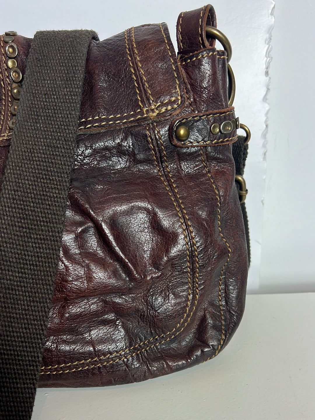 JOGSAW. Brown leather studded bag (Tara)