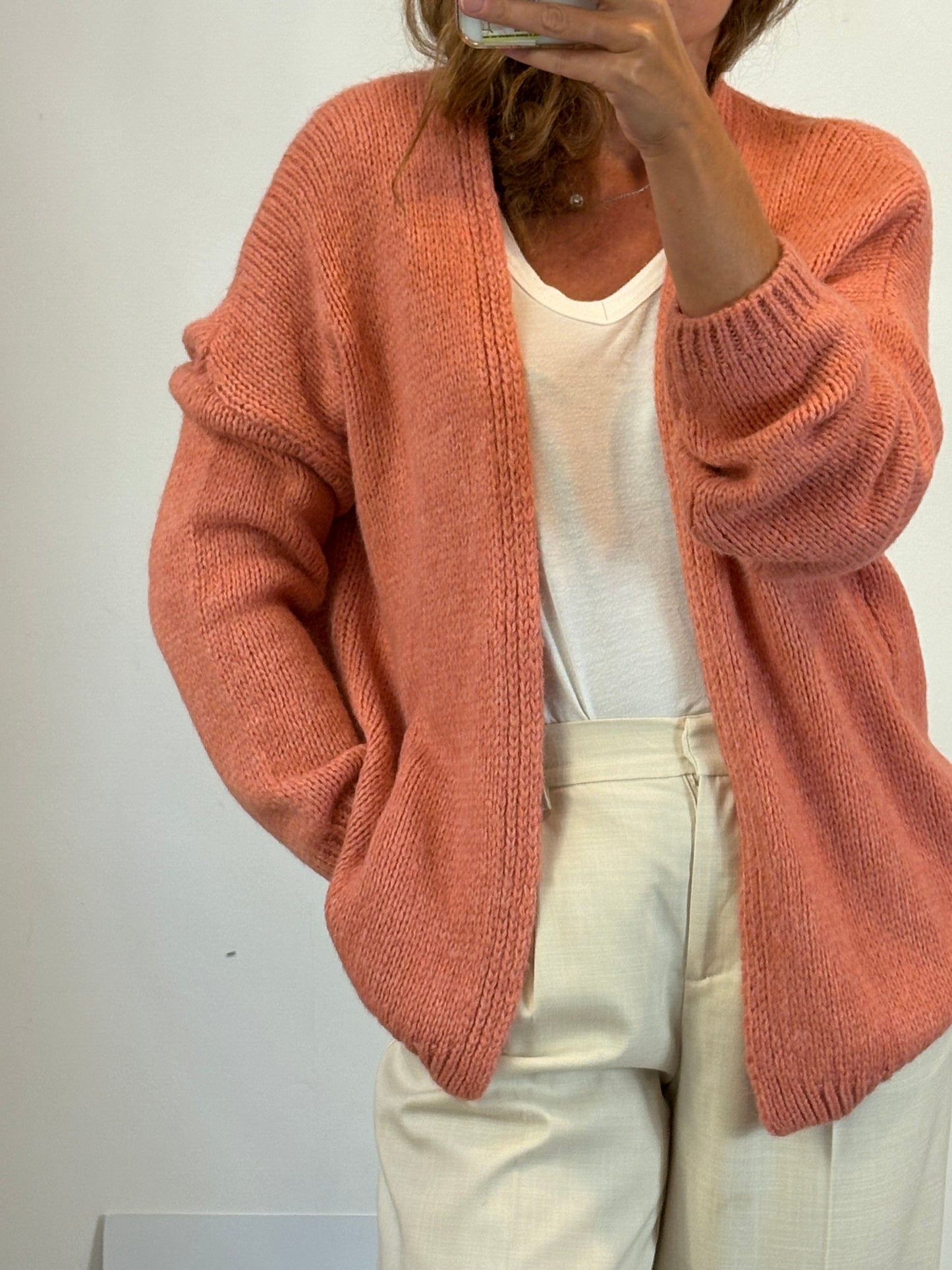 OTRAS. Chaqueta punto salmón. T S/M