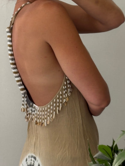 OTHERS. Long tan shell dress. TS/M