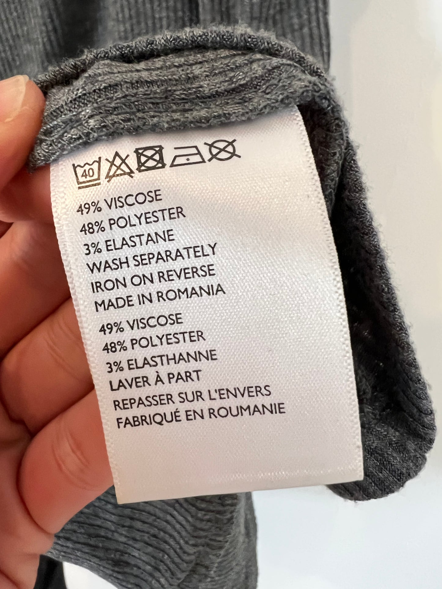 SPARKLE&FADE. Mono corto gris canalé. T M