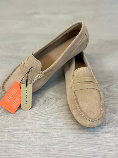 LATOUCHE. Mocasines beige piel vuelta. T 39