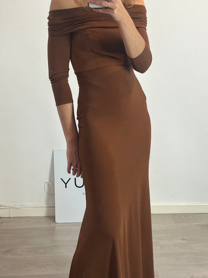 COOSY. Brown flowing maxi dress. XS