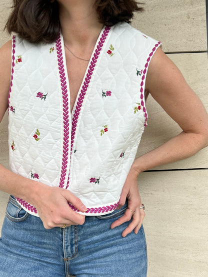 LA PETITE ÉTOILE. Chaleco blanco bordado T.1(s)