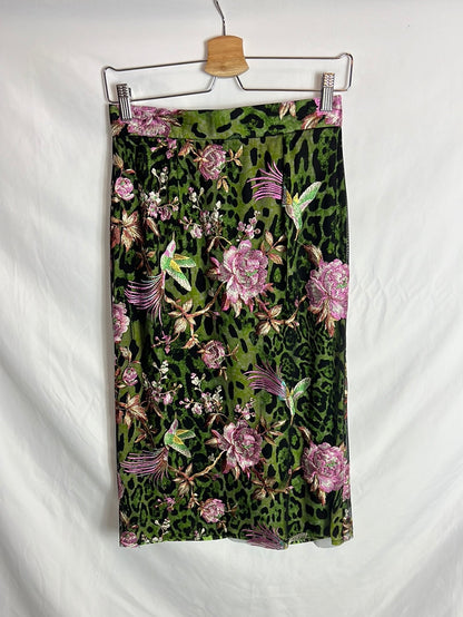 POETIC LICENSE. Embroidered tulle midi skirt. Size 36