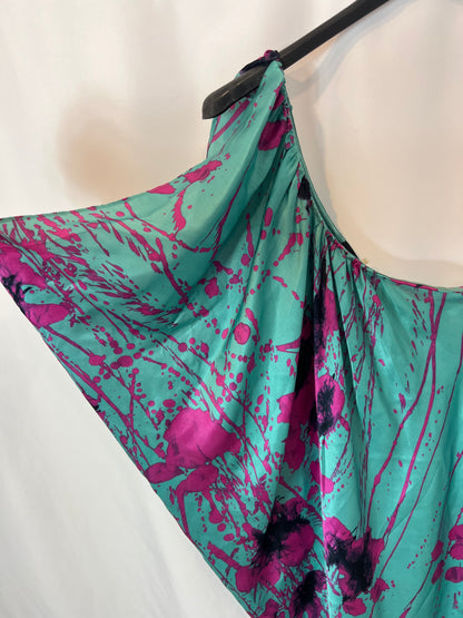 ELIE TAHARI. Asymmetrical silk dress, size 38