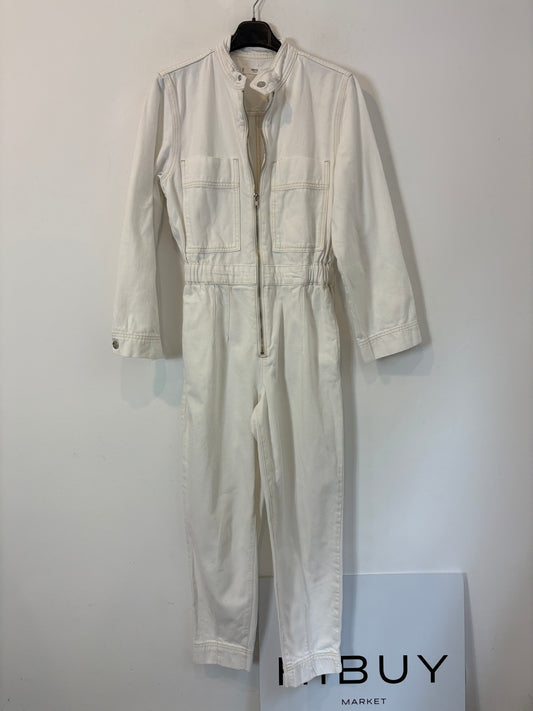 MANGO.  Mono denim largo blanco