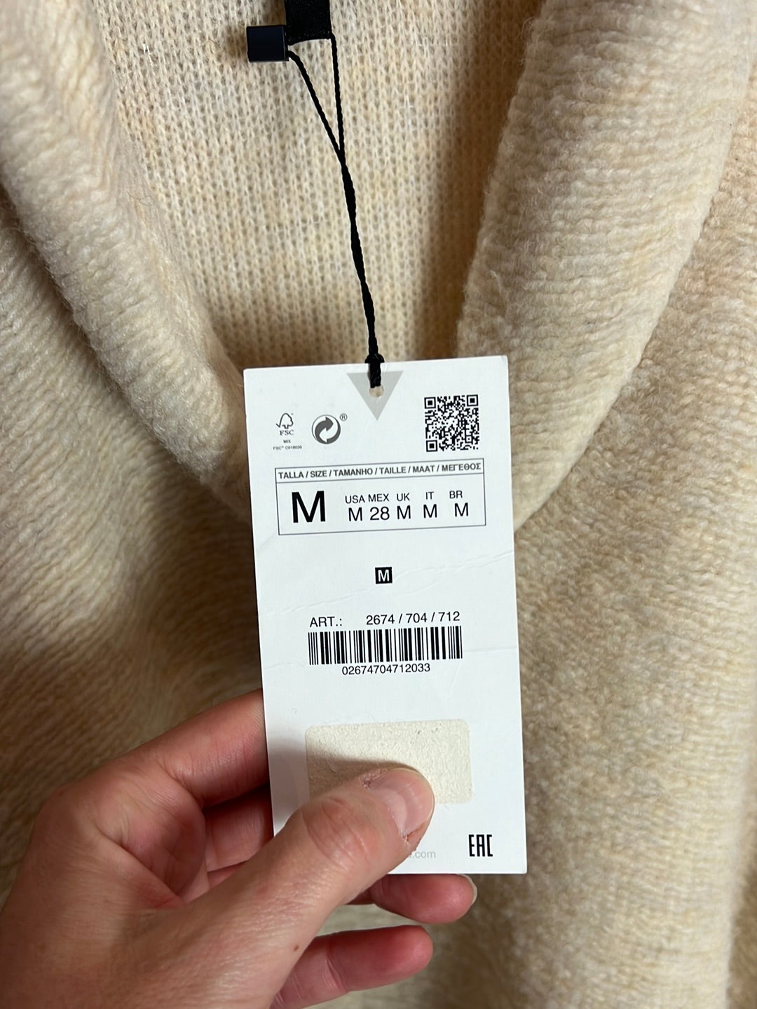 ZARA. Beige hooded poncho. TM