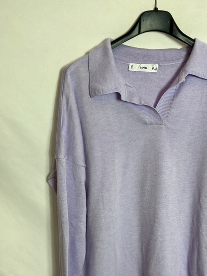 MANGO. Jersey estilo polero lila. T S
