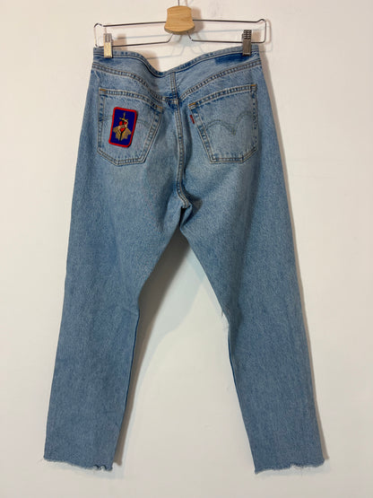 LEVI'S. Wide-leg ripped denim pants, size 42
