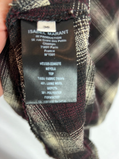 ISABEL MARANT ETOILE. Checked wool gathered top. Size 36